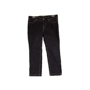 WHITE HOUSE BLACK‎ MARKET Jean Capri 6 Zipper Leg Noir Embroider Pocket